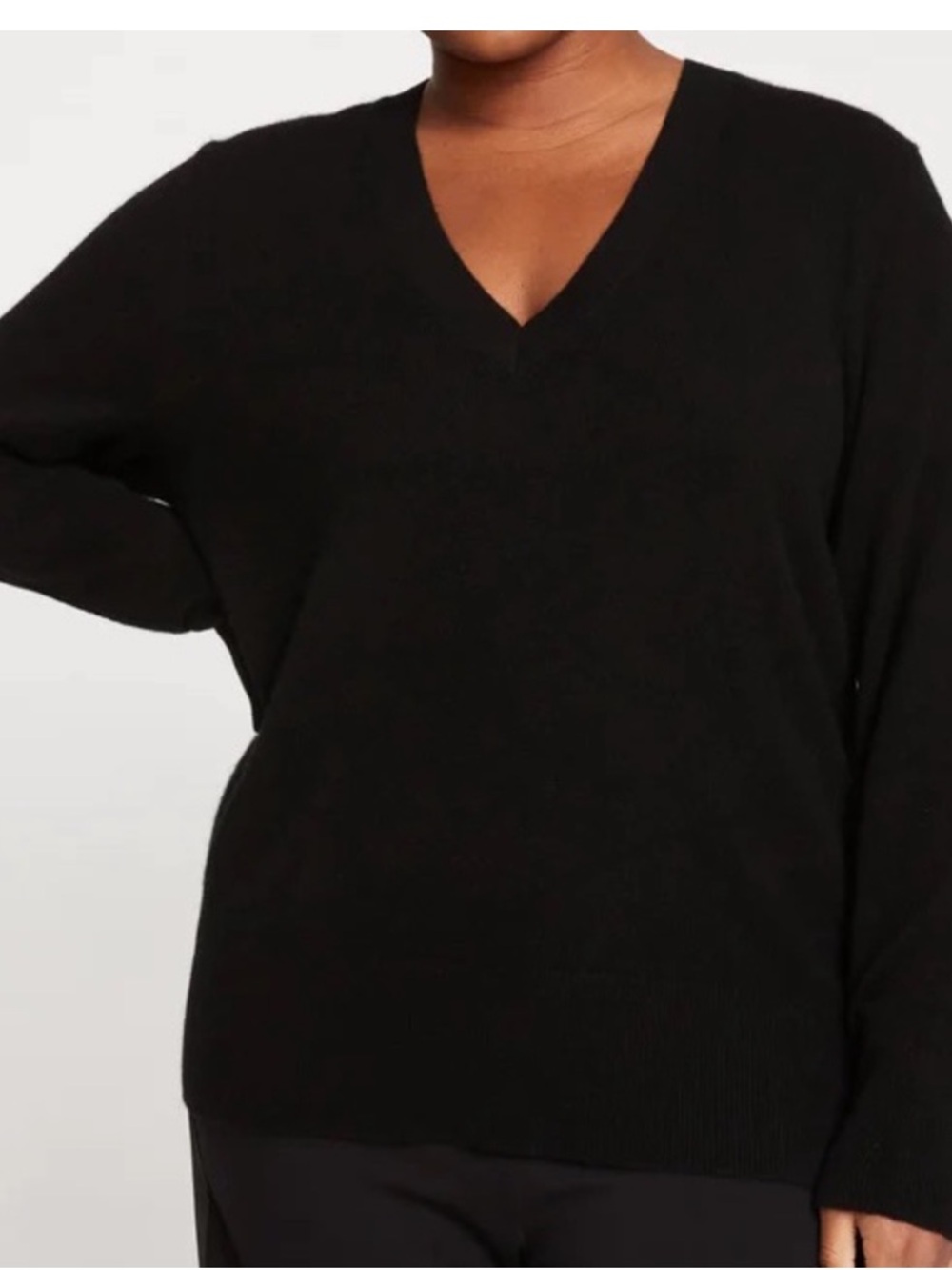 Universal Standard 100% Cashmere V Neck Long Sleeve In Black